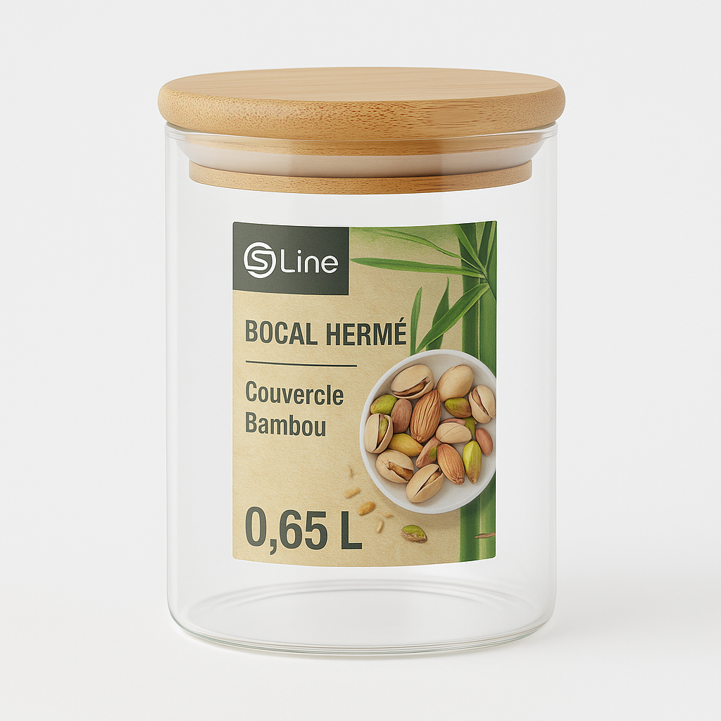 Bocaux en verre avec un couvercle en bambou 800ML