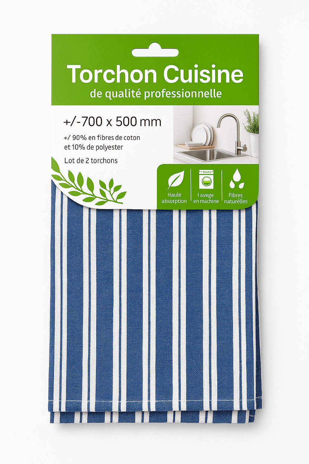 Torchon 50x70cm 80% coton 20% polyester