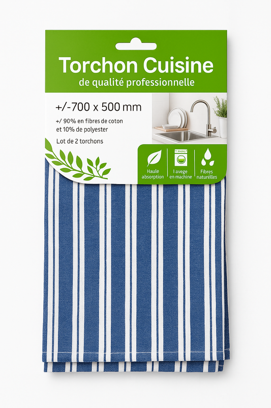 Torchon 50x70cm 80% coton 20% polyester